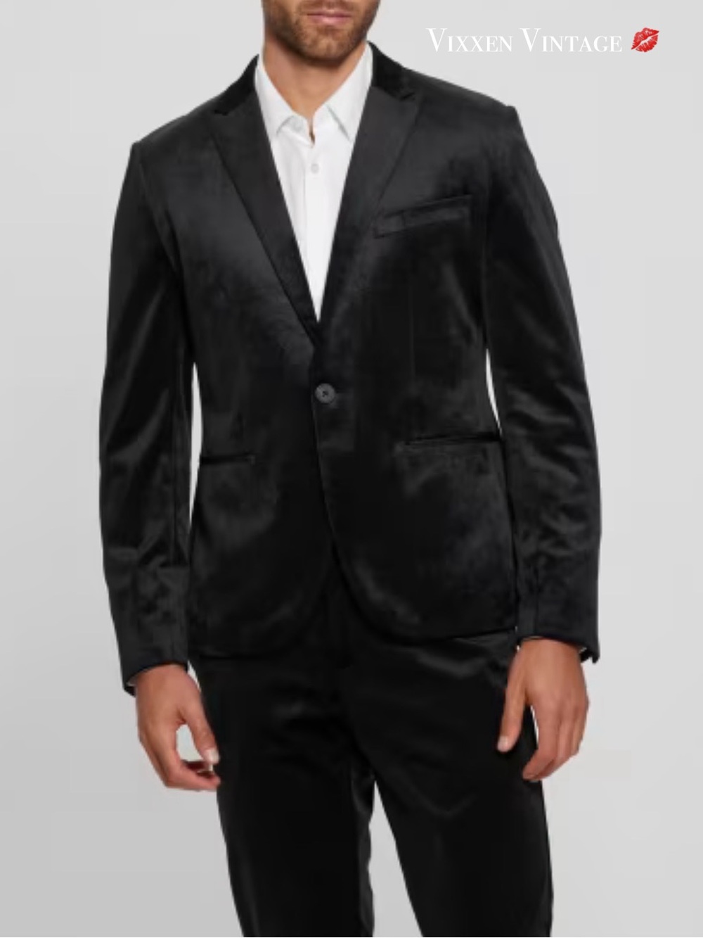 G BY GUESS ‘FULHAM VELVET BLAZER’ IN BLACK